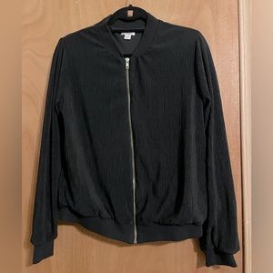 Ribbed Black Bomber Jacket